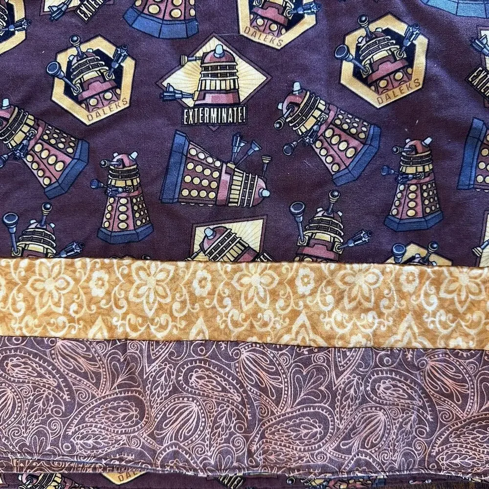 Dr Who Daleks Brown Yellow Paisley Hand Made Quilt 28 X 44 Inch